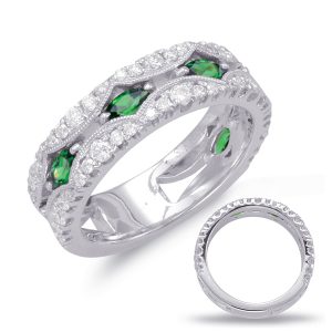 White Gold Tsavorite & Diamond Ring