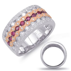 Rose & White Gold Ruby & Diamond Ring