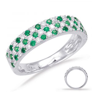 White Gold Green Garnet & Diamond Ring