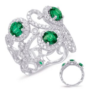 White Gold Tsavorite & Diamond Ring