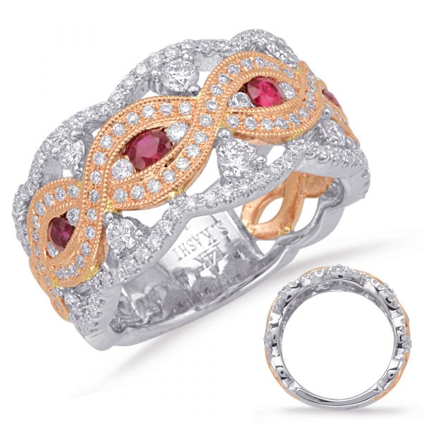 Rose & White Gold Ruby & Diamond Ring