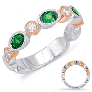 Rose & White Emerald & Diamond Ring