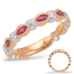 Rose & White Gold Ruby & Diamond Ring