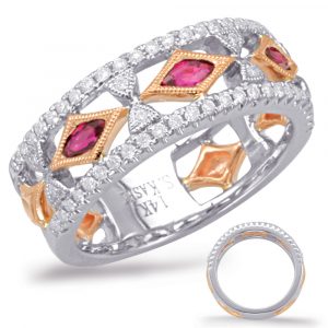 Rose & White Gold Ruby & Diamond Ring