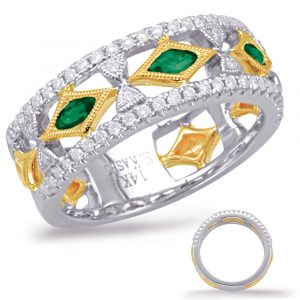 Yellow White Gold Tsavorite Diamond Ring