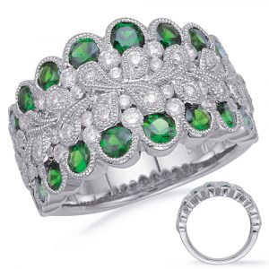 White Gold Tsavorite & Diamond Ring