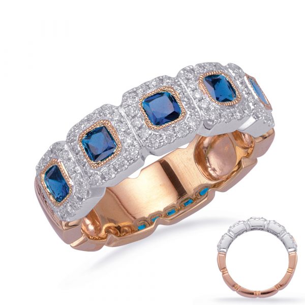 Rose & White Gold Sapphire & Dia Ring