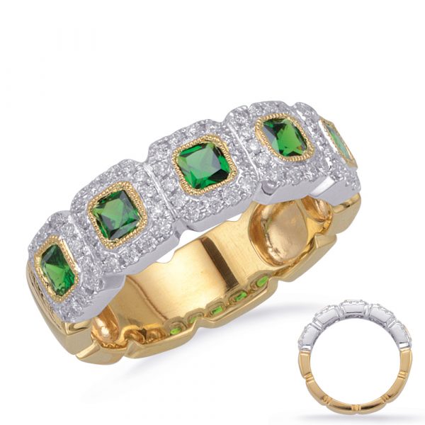 Yellow & White Gold Tsavorite & Dia Ring