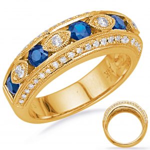 Yellow Gold Sapphire & Diamond Ring