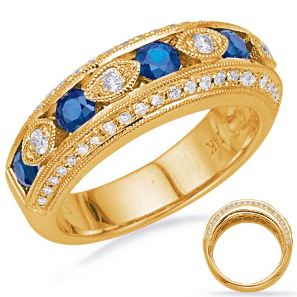 Yellow Gold Sapphire & Diamond Ring