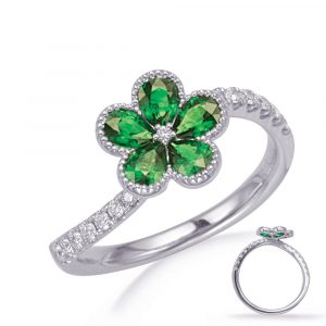 White Gold Tsavorite & Diamond Ring