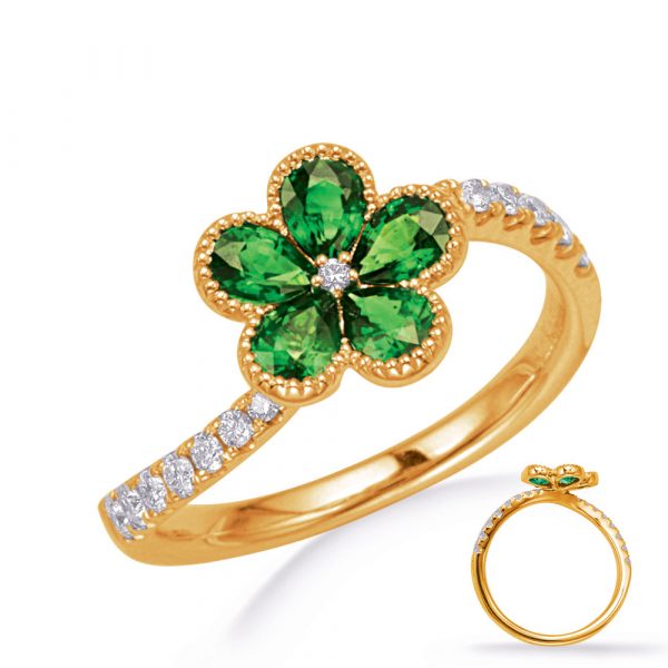 Yellow Gold Tsavorite & Diamond Ring