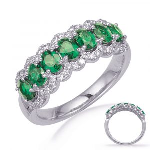 White Gold Tsavorite & Diamond Ring