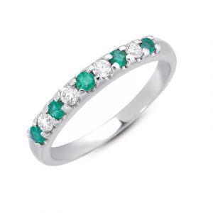 Emerald & Dia White Gold Band