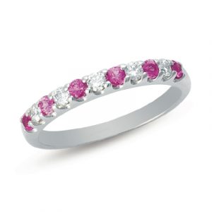 Pink Sapphire & Diamond Band