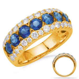 Yellow Gold Sapphire & Diamond Ring