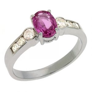 Pink Sapphire & Diamond Ring