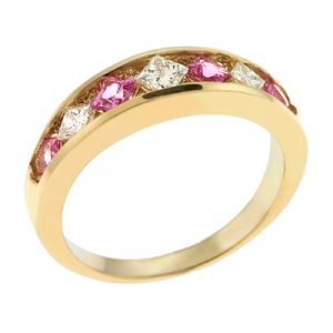 Pink Sapphire & Diamond Ring