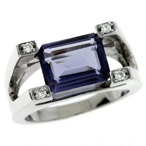 Iolite & Diamond Ring