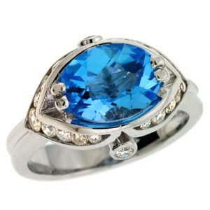 Blue Topaz & Diamond Ring