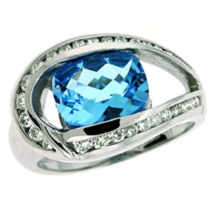 Blue Topaz & Diamond Ring