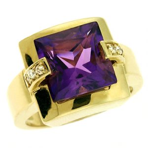 Amethyst & Diamond Ring