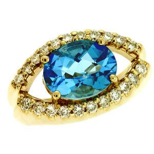 Blue Topaz./ Diamond Ring