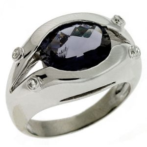 Iolite & Diamond Ring