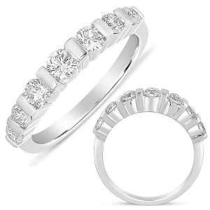 Bar Set Dome White Gold Ring