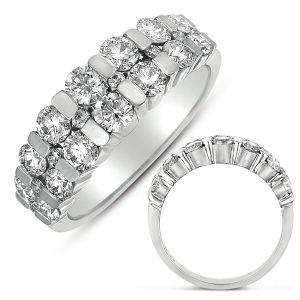 Bar Set Dome White Gold Ring