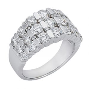 Bar Set Dome White Gold Ring