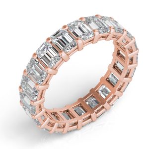 18k Rose Gold Emerald Cut Eternity Band