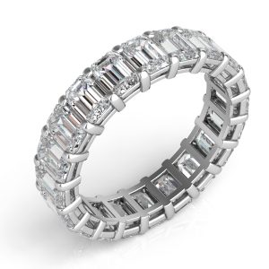 18k White Gold Emerad Cut Eernity Band