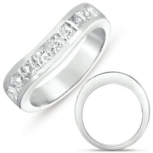 Curved White Gold Princess Band