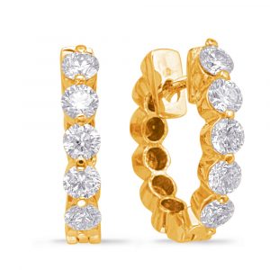 Yellow Gold Diamond Oval Hoop Earring