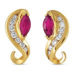 Ruby./ Diamond Earring