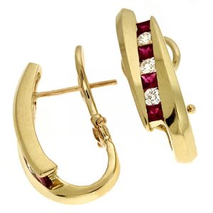 Ruby./ Diamond Earring