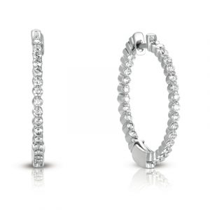 White Gold Hoop Earring 1 Inch