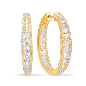 Yellow Gold Diamond Hoop Earring