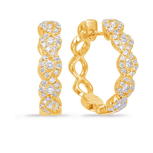 Yellow Gold Diamond Hoop Earring