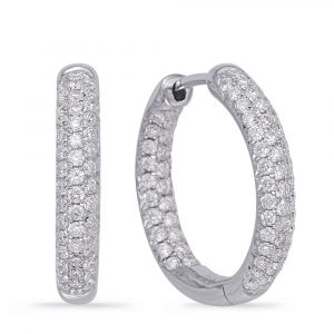 White Gold Hoop Earring Pave