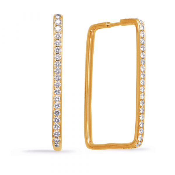 Yellow Gold Diamond Hoop Earring