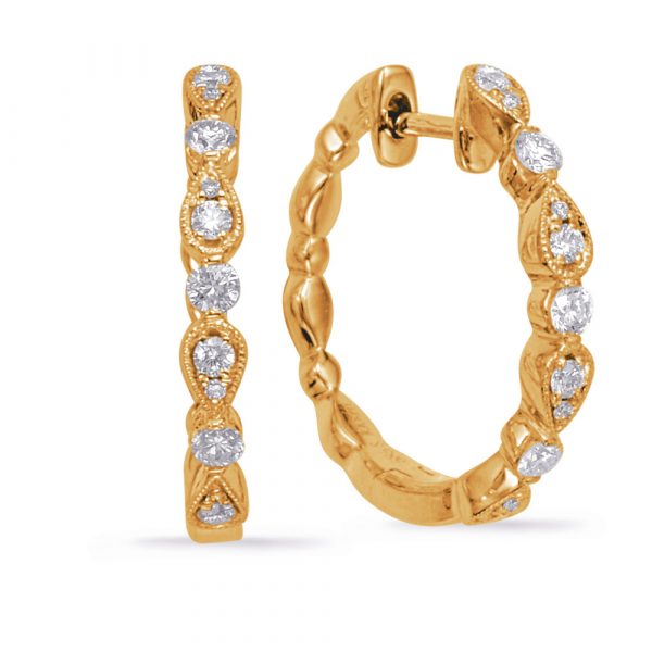 Yellow Gold Diamond Hoop Earring