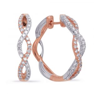 Rose & White Gold Diamond Hoop Earring