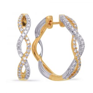 Yellow & White Gold Diamond Hoop Earring