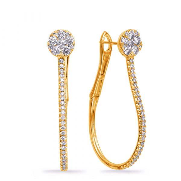 Yellow Gold Diamond Hoop Earring