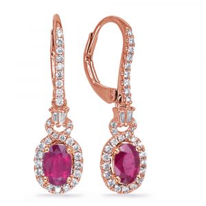 Rose Gold Ruby & Diamond Earring