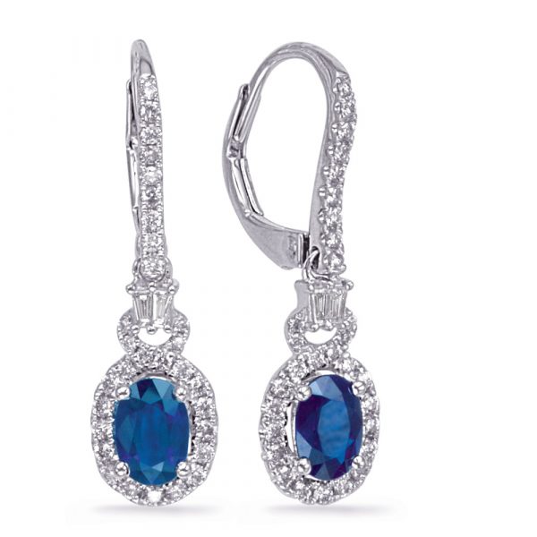 White Gold Sapphire & Diamond Earring