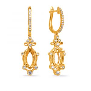 Yellow Gold Diamond Earring 10x5mm