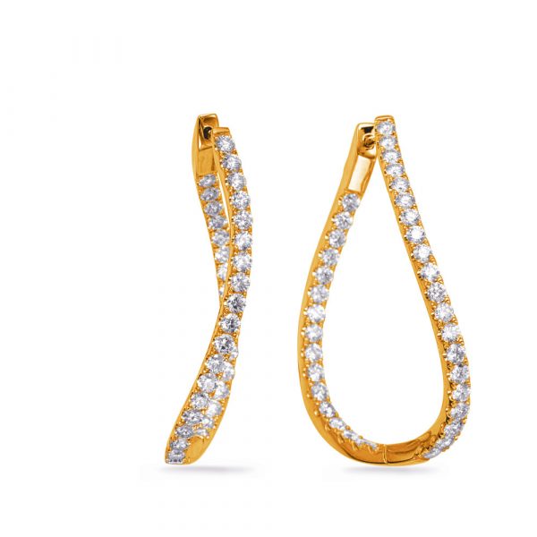 Yellow Gold Diamond Hoop Earring